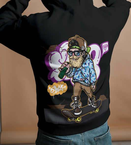 Graffiti Rider Oversized Hoodie – Black Edition