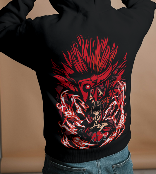 Crimson Shadow Oversized Hoodie - Black Edition